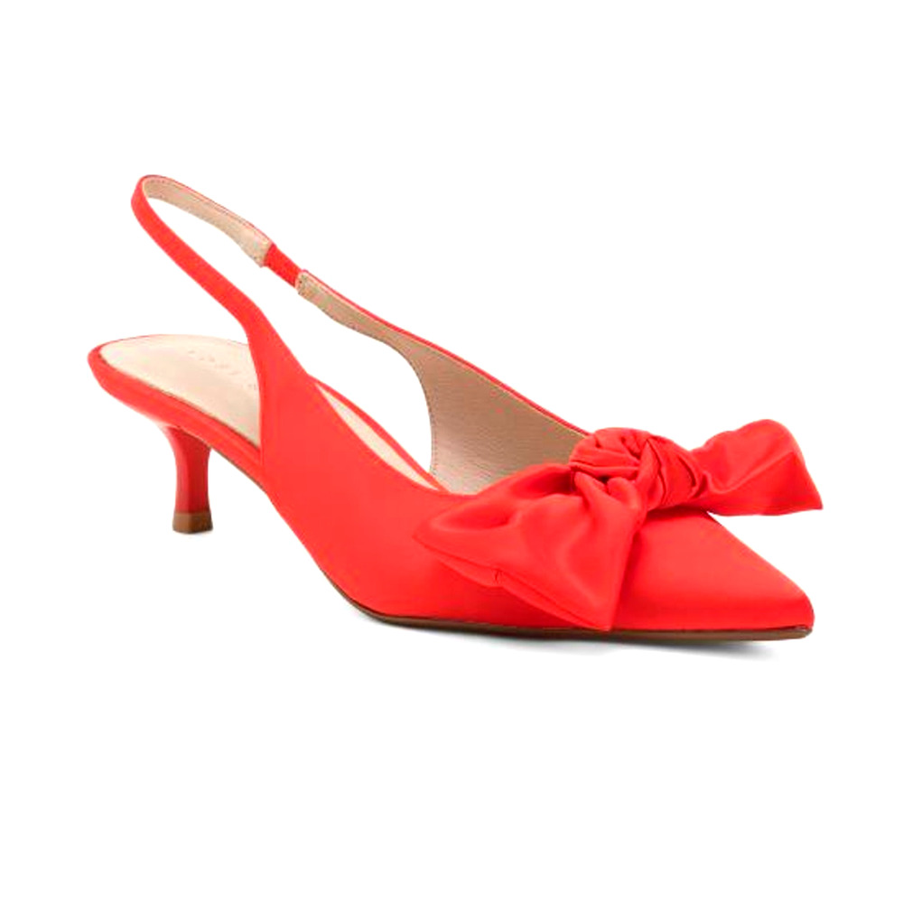 NEW Yosi Samra Elise Slingback Bow Kitten Heel Pumps Red Womens Size 8.5